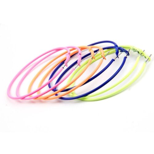 Metal Painted Large Circle Earring - Women Fashion Jewelries Hoop Earrings 1pair - Picture 5 of 21