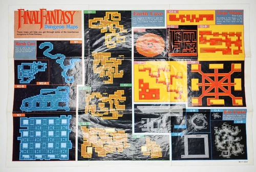 Final Fantasy 1990 Nintendo NES Dungeon Maps / Item Chart NES-FF-USA(A)