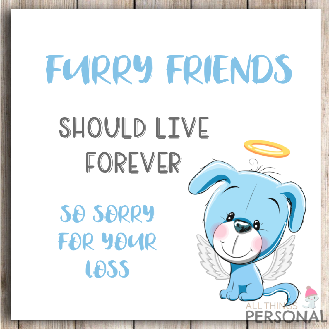 Sorry For Your Loss Dog Condolence Card Sympathy Furry Friend Loss of Pet Puppy