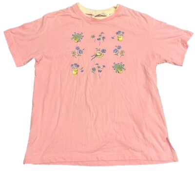 Vintage Bobbie Brooks T-Shirt Flowers Medium Pink