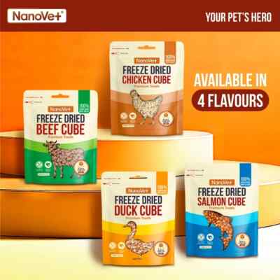 Nanovet Freeze Dried 100% Real Meat Treats Chicken,Beef,Salmon &Duck For Dog&Cat