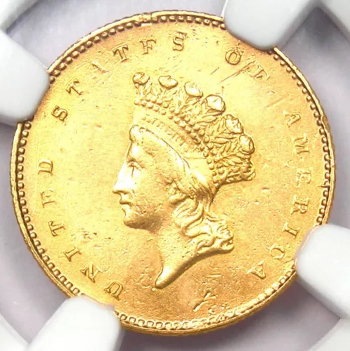 1856-S Indian Gold Dollar (G$1 Coin) - Certified NGC AU Detail - Rare "S" Mint!