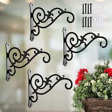 Metal Wall Hook Hanging Plant Bracket For Bird Feeders, Planters, Lanterns 4 Pc