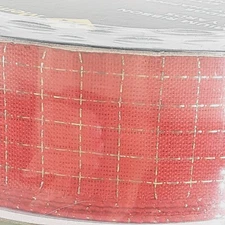 Member's Mark Premium Wired Edge Ribbon 1.5" Wide x 50 Yards Red Matallic Gold