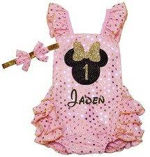 1st BIRTHDAY MINNIE ROMPER - PINK ROMPER - PERSONALIZED ROMPER- Cake Smash