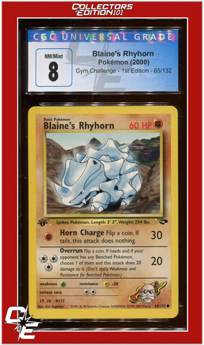 Blaine's Rhyhorn (1st Edition) graded CGC 8 for sale on eBay