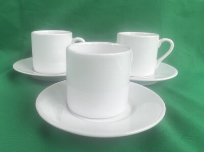 3 Signature Housewares Espresso Cups With Saucers White.