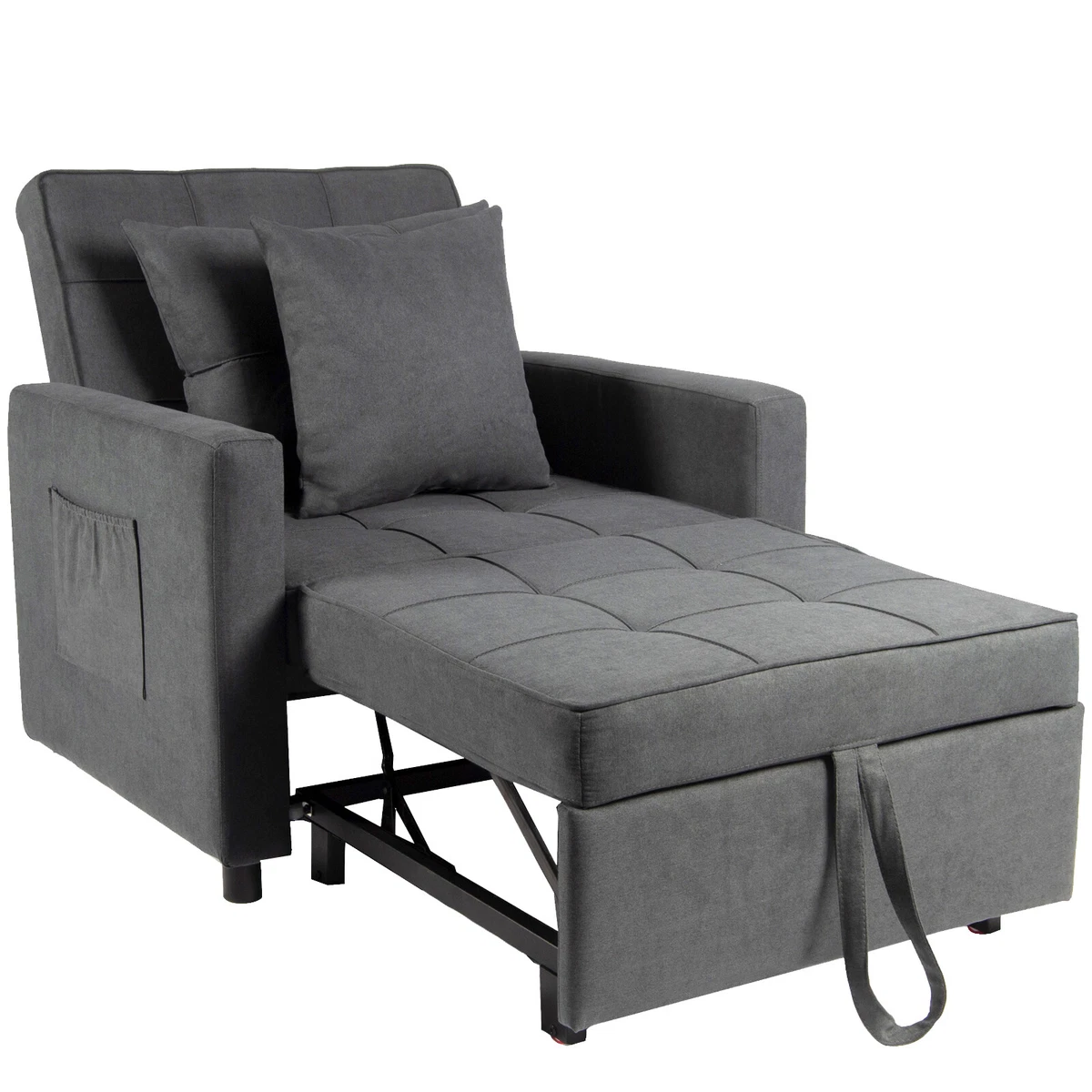 Sofa Beds Chair 3 in 1, Convertible Chair Single Bed, Grey