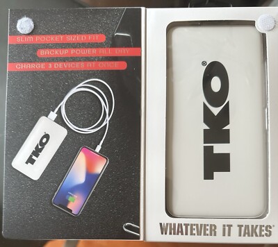 TKO 10,000mAh Portable/Universal Power Bank 1xUSB-C 2xUSB-A Outputs (White) - 2