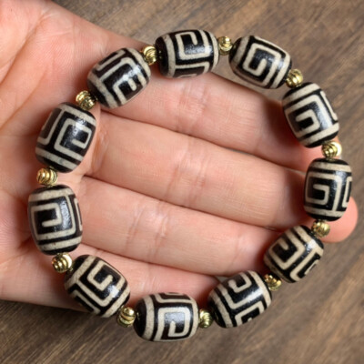 Tibetan Nepalese Himalayan Ancient agate Old Dzi Talisman eye Bead Amulet FYM