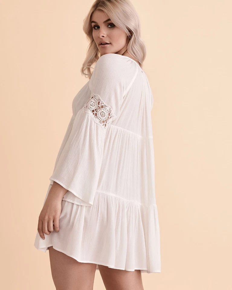 O'Neill соленой воды твердых 100% вискозы Bell рукав пляж прикрыть платье белый XS - Изображение 3 из 4