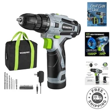 Lightweight 12V Cordless Drill Kit with Keyless Chuck & LED Light - Perfect Gift