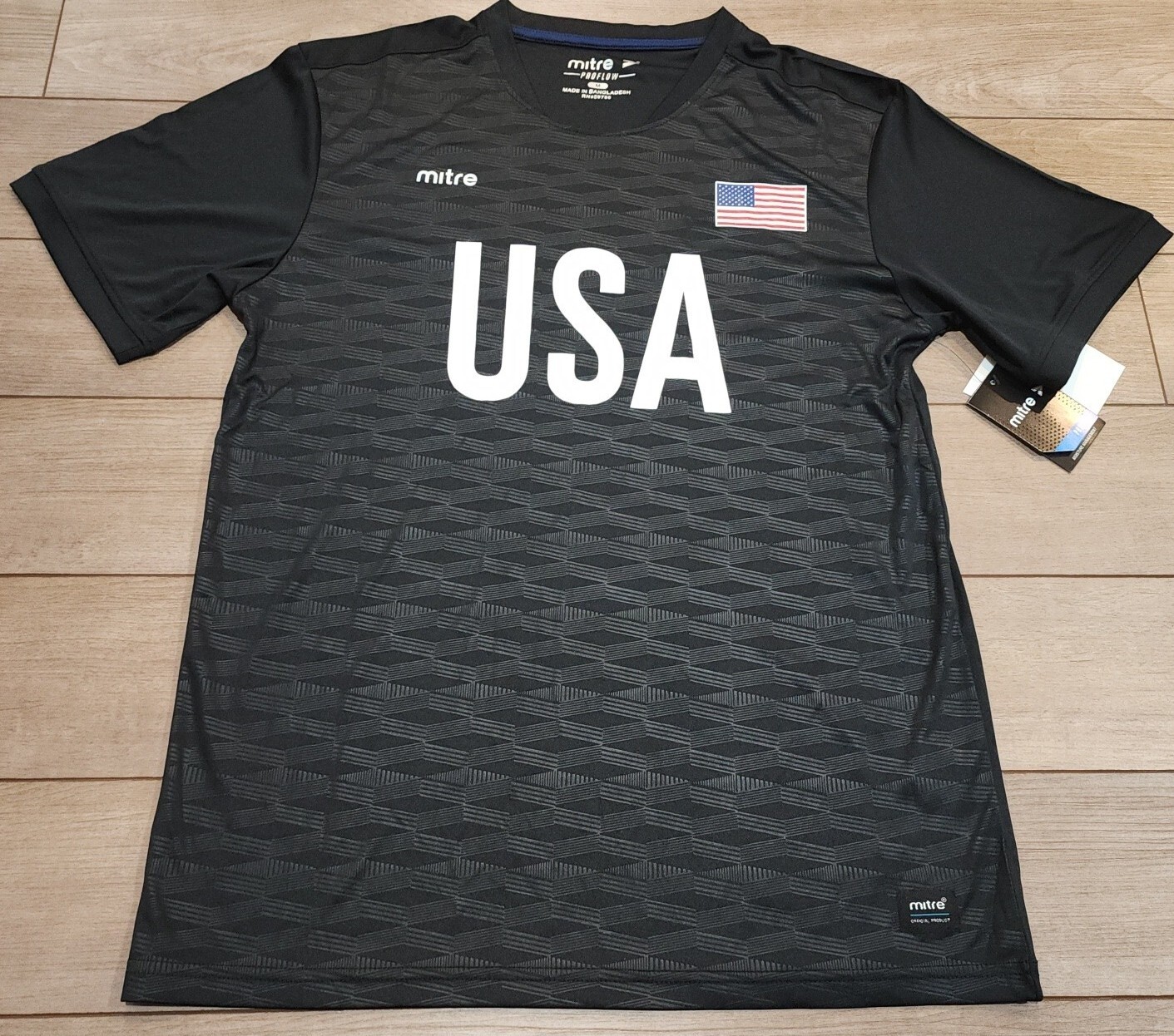 New Mitre Mens M Pro Flo USA Black Soccer Jersey Shirt United States USMNT USWNT