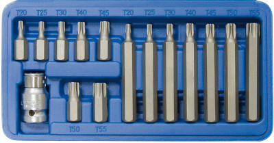 SW-Stahl 04420L 15 tlg Bit Sortiment 3/8'' T- Profil T20 - T55 Bitsatz Schrauber