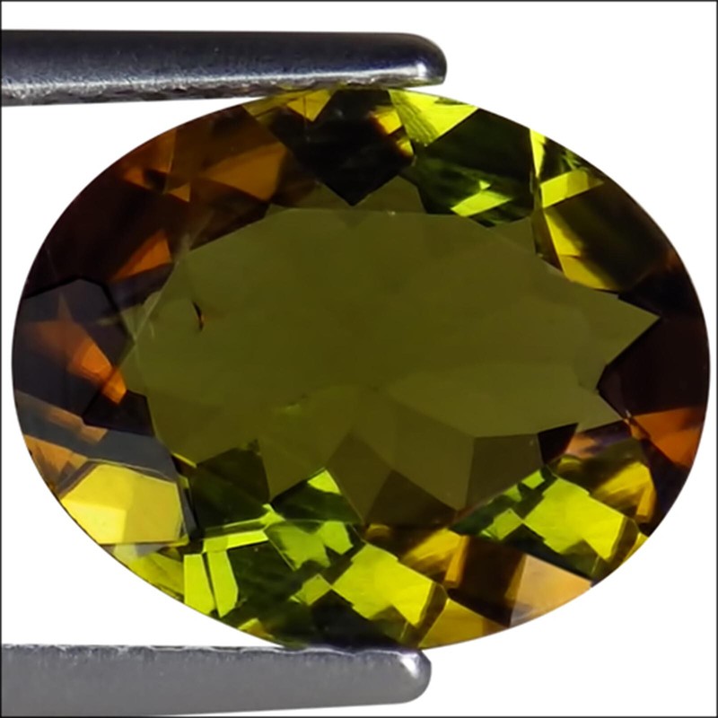 2.09 Ct IGI Certified Natural Tourmaline Gemstone Brown Yellow Green Color Oval