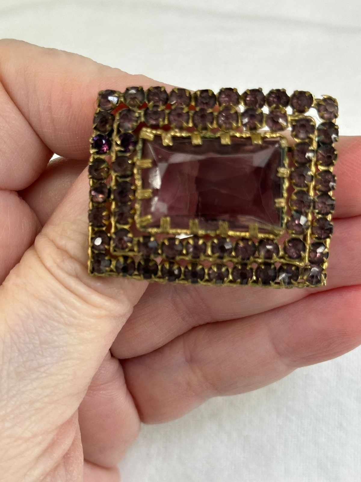 Rectangle Amethyst Rhinestones  Czechoslovakia Vi… - image 1