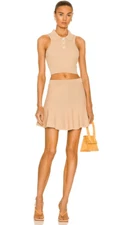 Revolve SER.O.YA Skirt Womens Tan SZ Medium Julie Mini Tennis Pleated Knit NWT