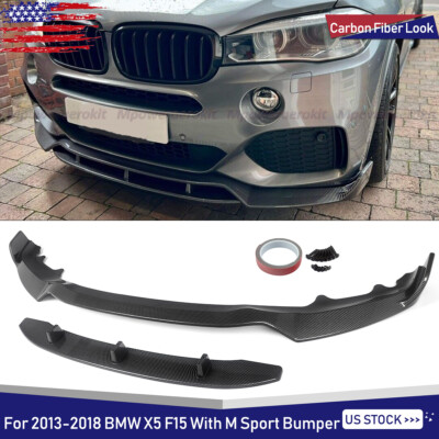 For 2013-2018 BMW X5 F15 M Performance Front Lip Bumper Splitter Carbon Look ABS