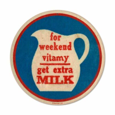 VITAMY GET EXTRA MILK 14'' ROUND HEAVY DUTY USA MADE METAL ADVERTISING SIGN