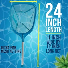 U.S. Pool Supply Hand Leaf Skimmer Net with 12" Aluminum Pole
