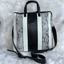 Tahari Kate Tote Two-tone Leather Snakeskin Embossed