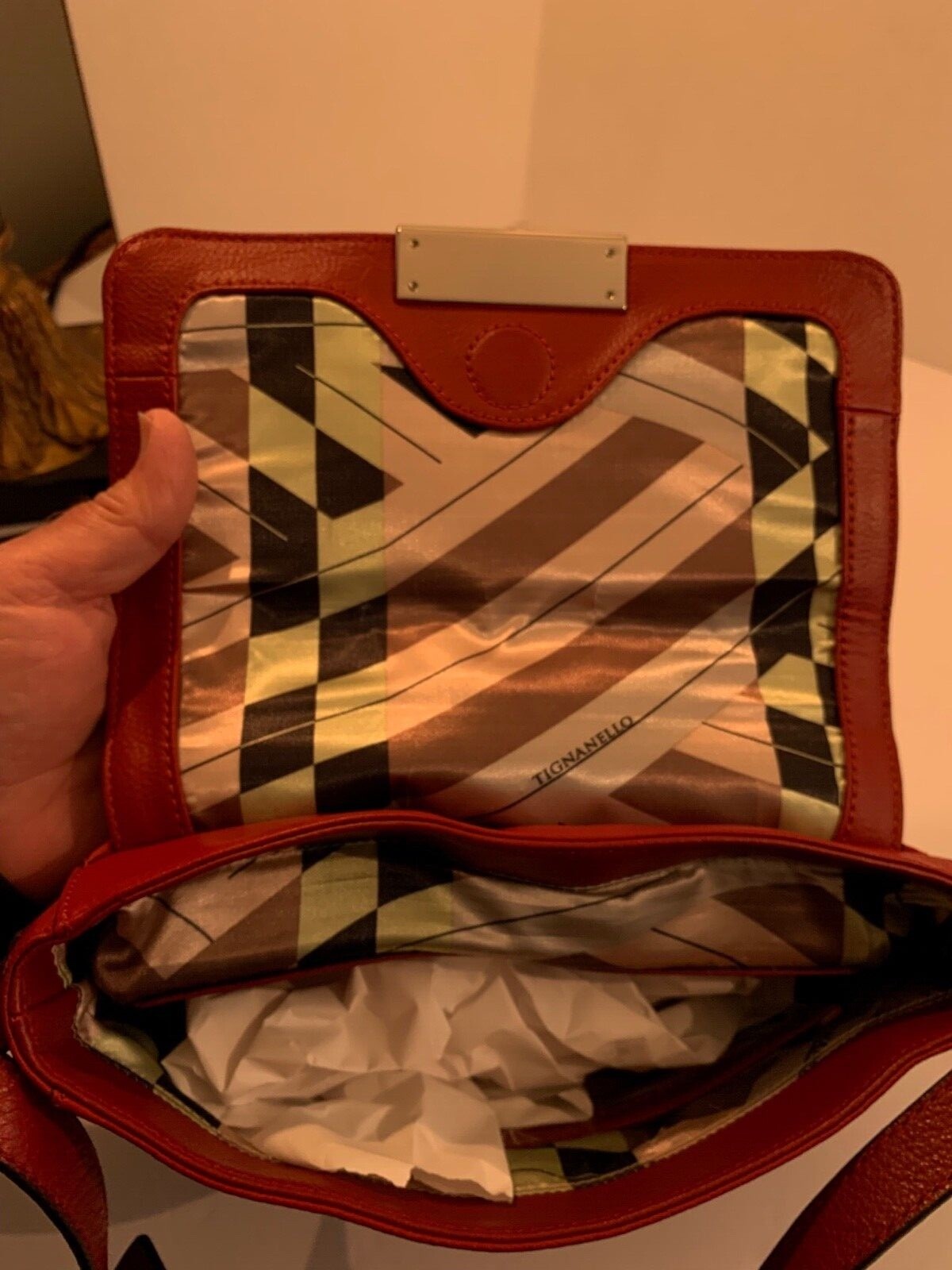 Tignanello Ruby Red Pebbled Leather Crossbody Str… - image 8