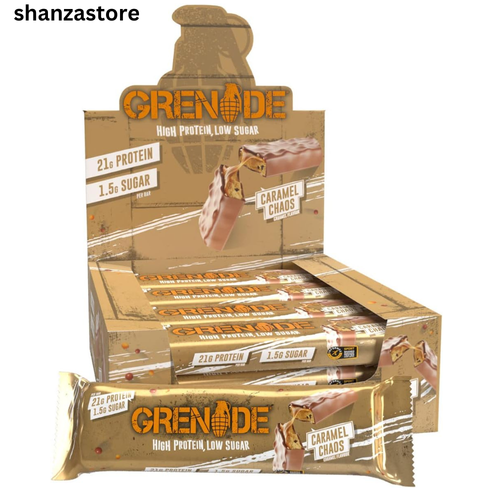 Grenade High Protein, Low Sugar Bar Caramel Chaos, 12 x60 g UK Free