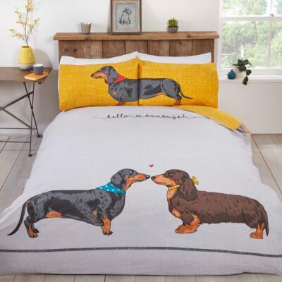 Hello Sausage Single Duvet Cover Set Animals Dogs Kids Bedding 2-in-1 Designs