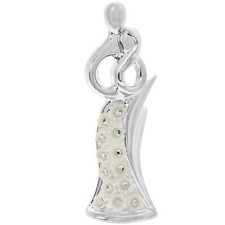 Silver Love Embrace Romance Couple Diamante Sculpture Figurine Ornament Decor 