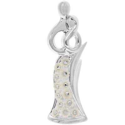 Silber Liebe Umarmung Romantik Paar Diamant Skulptur Figur Ornament Dekor 