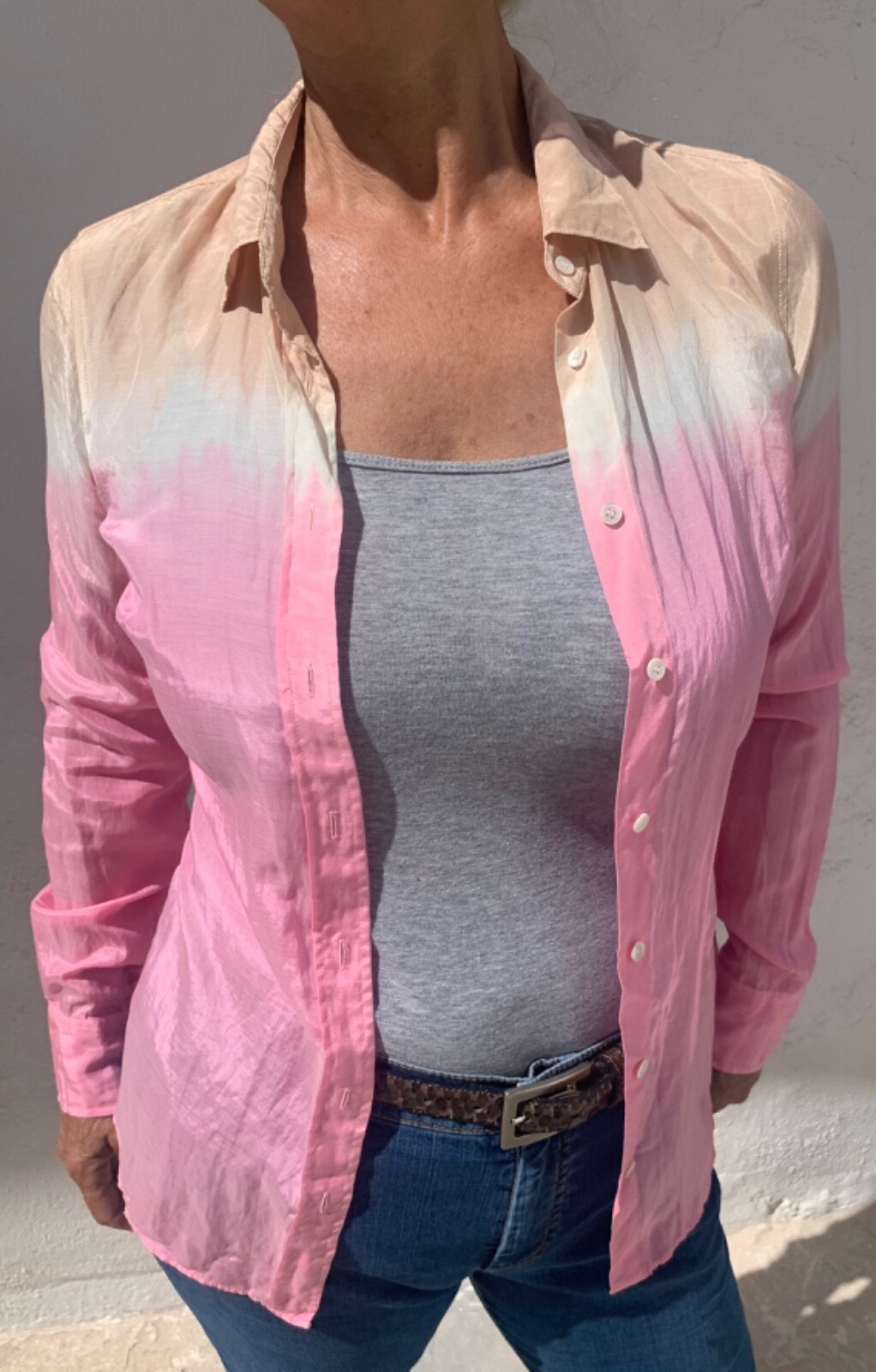 J CREW Shirt ladies PINK  Beach Chic COTTON & SILK mix Size 8 UK vintage RRP£79 image 7