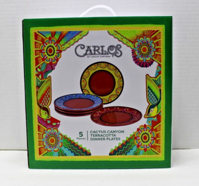 Piece Cactus Canyon Terracotta Dinner Plates Carlos by Carlos Santana  NEW