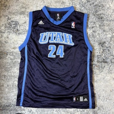 Adidas Utah Jazz Paul Millsap 24 NBA Jersey Youth Large Navy Blue Basketball