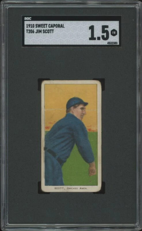 1909 T206 JIM SCOTT NNO FAIR SWEET CAPORAL 350 SGC 1.5 CHICAGO WHITE SOX