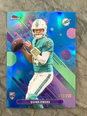2025 Topps Finest Quinn Ewers RC Blue Refractor Rookie Dolphins 59/200