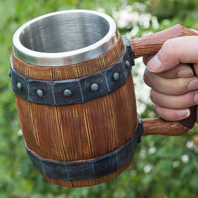 #ad Beer Mug Coffee Mug Whiskey Barrel Cup Handmade Antique Men#x27;s Barrel Beer Cup $54.20