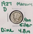 1927-D Mercury Dime - .900 Silver US Coin Denver Mint Better Key Date 4.8m