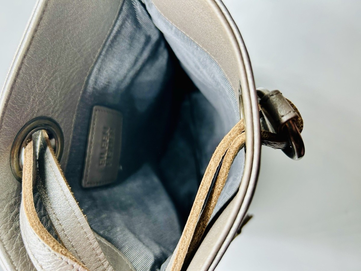 EILEEN FISHER Leather Gypsum Mini Backpack | Metallic Gray  display picture 2
