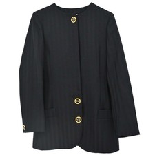 Christian Dior Collarless Striped Jacket Black 4003FW6 36  38 167650