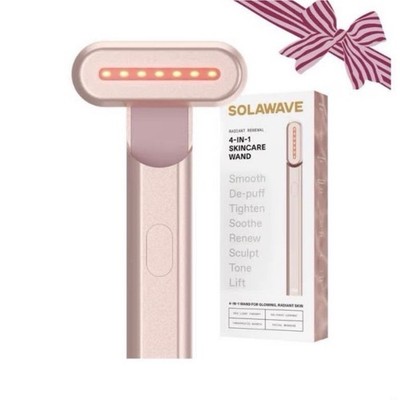 SolaWave Radiant Renewal 4-in-1 Red Light Wand Face/Neck Pink Galvanic