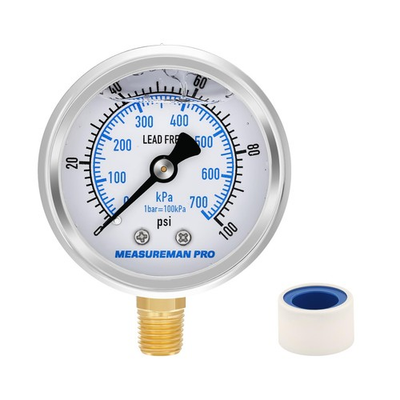 #ad #ad PRO 2 Dial Size Glycerin Filled Pressure Gauge 0 100psi kpa 304 Stainless ... $12.71