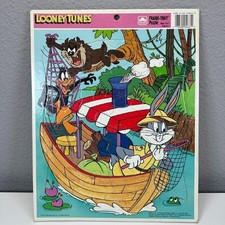 1990 Looney Tunes Puzzle Bugs Bunny Daffy Taz Frame Tray VTG 90s Made in USA