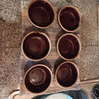 Set of 6 Vintage Hull Pottery Brown Drip Glaze 5" Bowls - USA Mirror Brown Oven