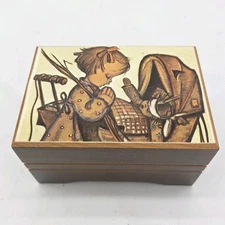 Vintage Thorens Swiss Music Box ~ “Yellow Bird” ~ Wood Box w/ Glass Window ~ 4" 