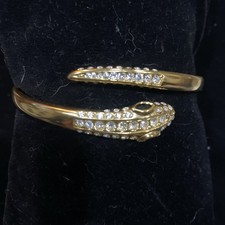 Gold Tone Snake Bracelet With Cubic Zirconia Gems
