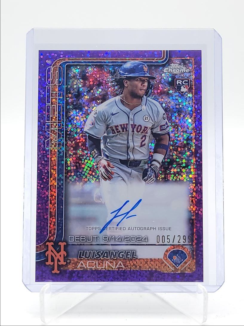 LUISANGEL ACUNA 2025 TOPPS CHROME DEBUT ROOKIE PURPLE SPECKLE AUTO /299 Q5369