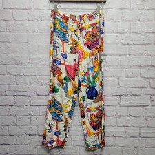 VTG Jams World Food Art Pants Womens XS Cropped San Diego Fiesta USA Made Rayon