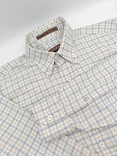      Robert Talbott Mens Cotton Button Down Shirt  M 15.5x35Blue Brown Check
