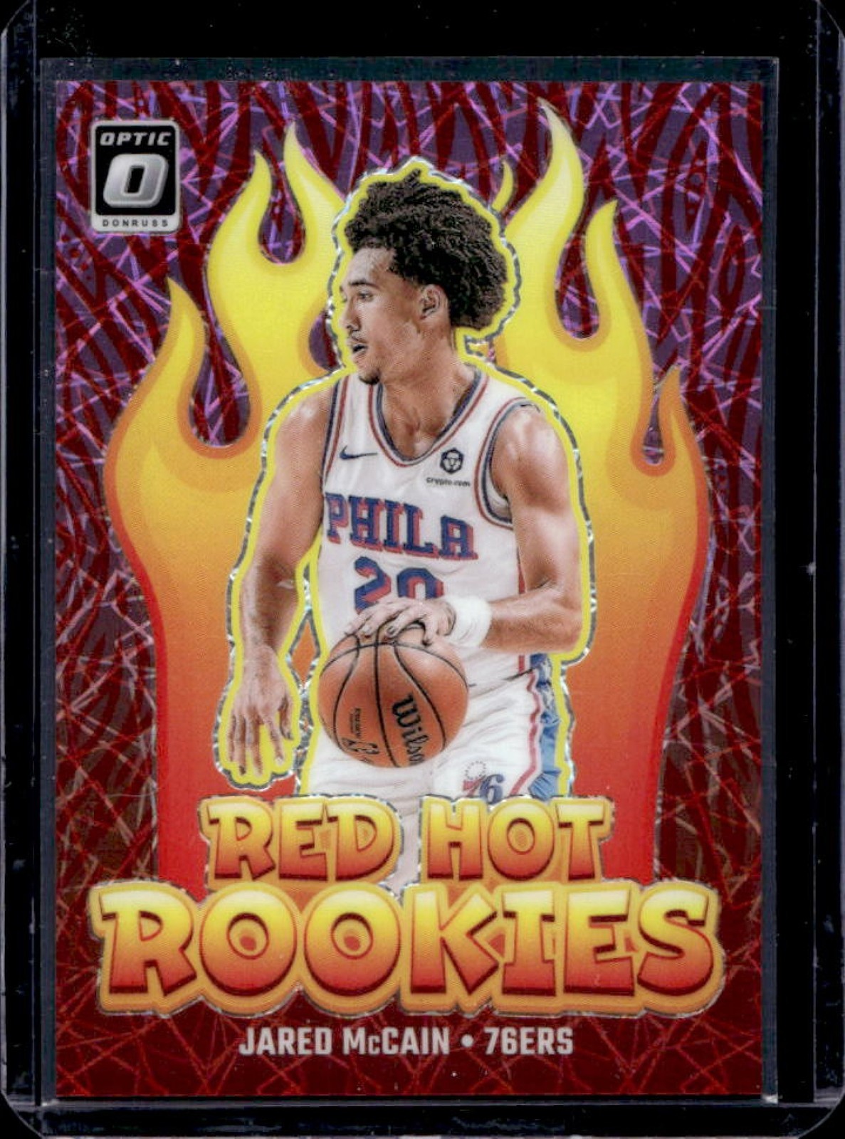 2024-25 Donruss Optic Jared McCain Red Hot Rookies Pink Velocity RC #5/79 76ers