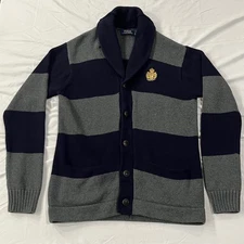 Polo Ralph Lauren Shawl Collar Rugby Cardigan Sweater Medium Striped Preppy